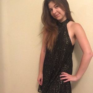 UO  black formal dress with gold designs